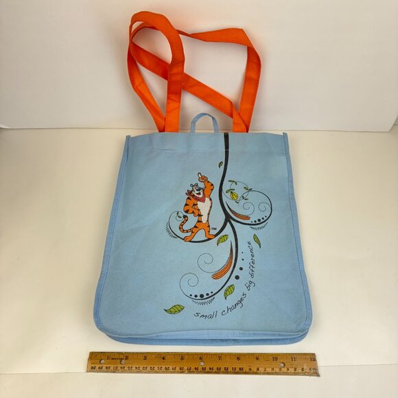Kellogg Tony the Tiger Character Reusable Tote Bag 2013 Blue Orange Cloth Thin - Picture 3 of 14